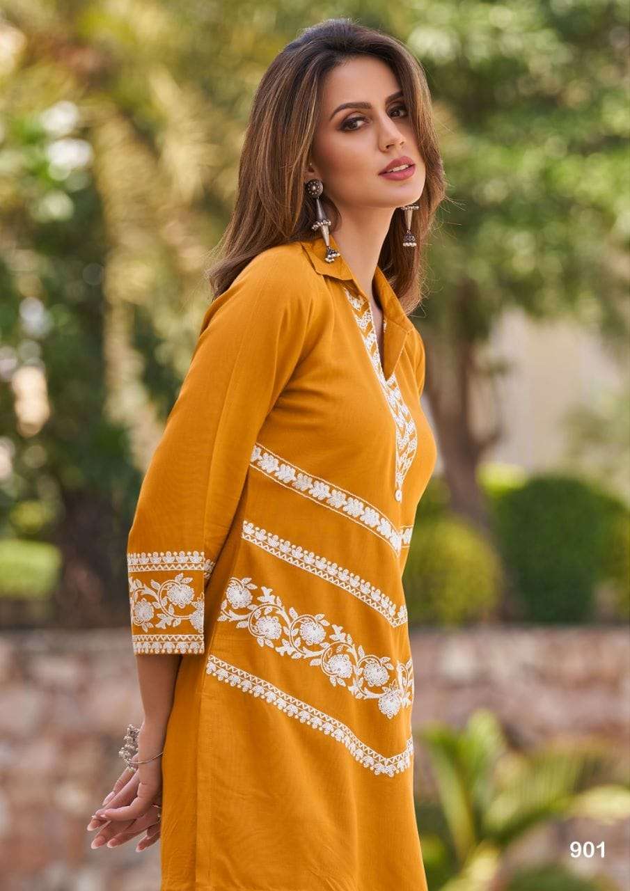 VINTAGE HEAVY RAYON SUPER HIT CO-ORD SET WITH WHITE EMBROIDERY WORK BY S3FOREVER 901 C